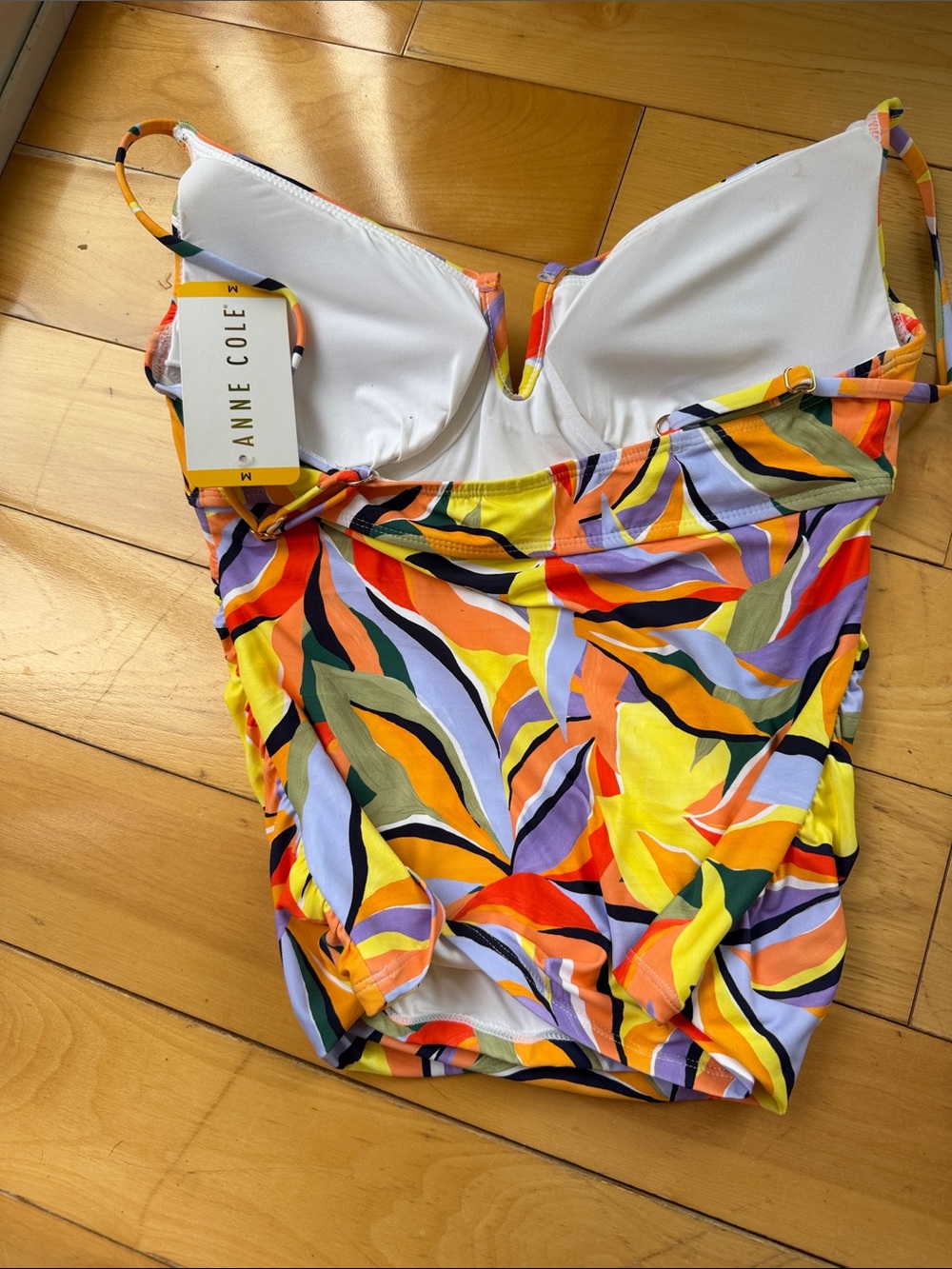 Anne Cole Yellow Multicolor V-Neck Tankini Top - Picture 3 of 9